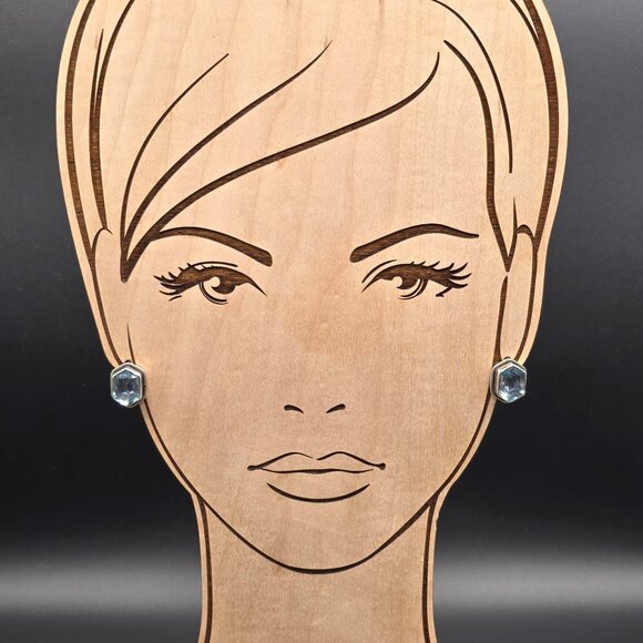 Vintage Nicky Butler Sterling Silver & Blue Topaz Gemstone Hexagon Stud Earrings - Picture 6 of 8